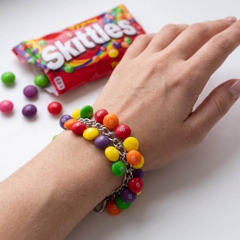 NWT Skittles Inspired Chunky Charm Bracelet - Adjustable Fit - Handmade - Picture 3 of 5